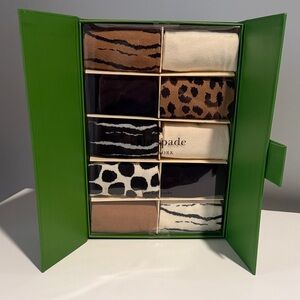 NWT Kate Spade 10 pairs of low cut socks Animal Print Brown, Black, Cream